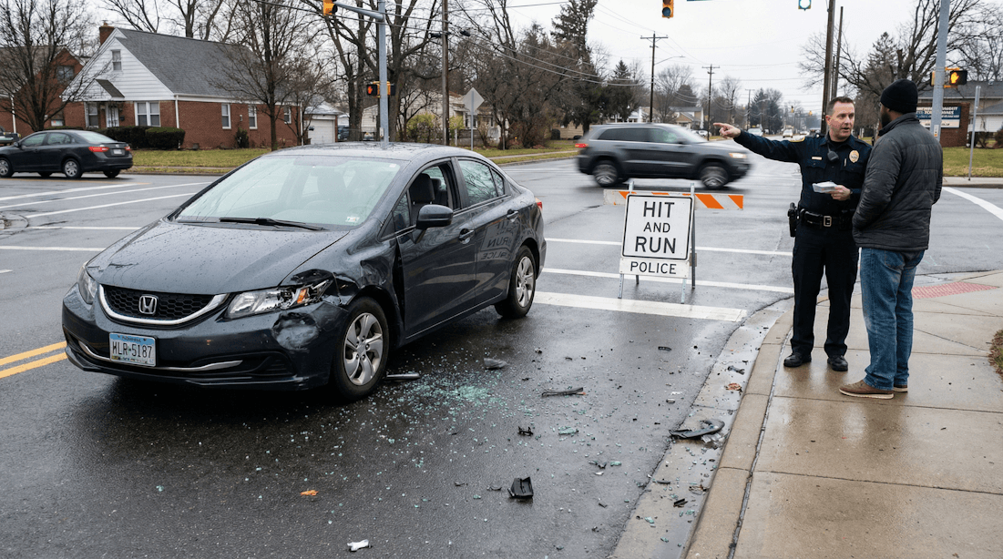 Hit and run accident scene