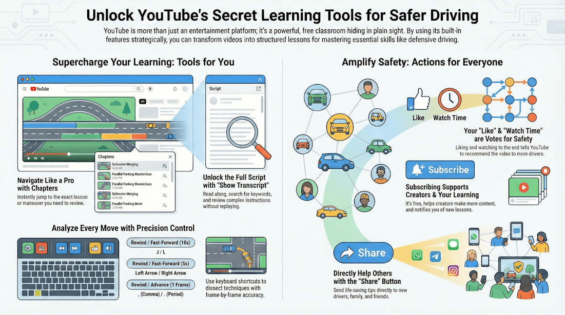 Free online defensive driving course with YouTube videos and real-life scenarios