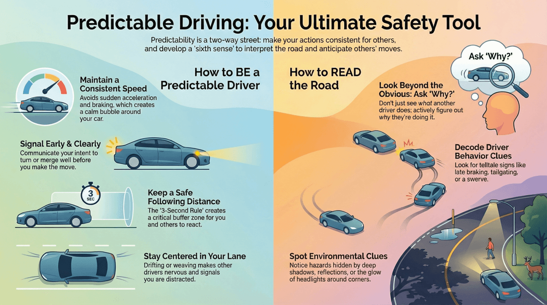Predictable driving tips for road safety and accident prevention