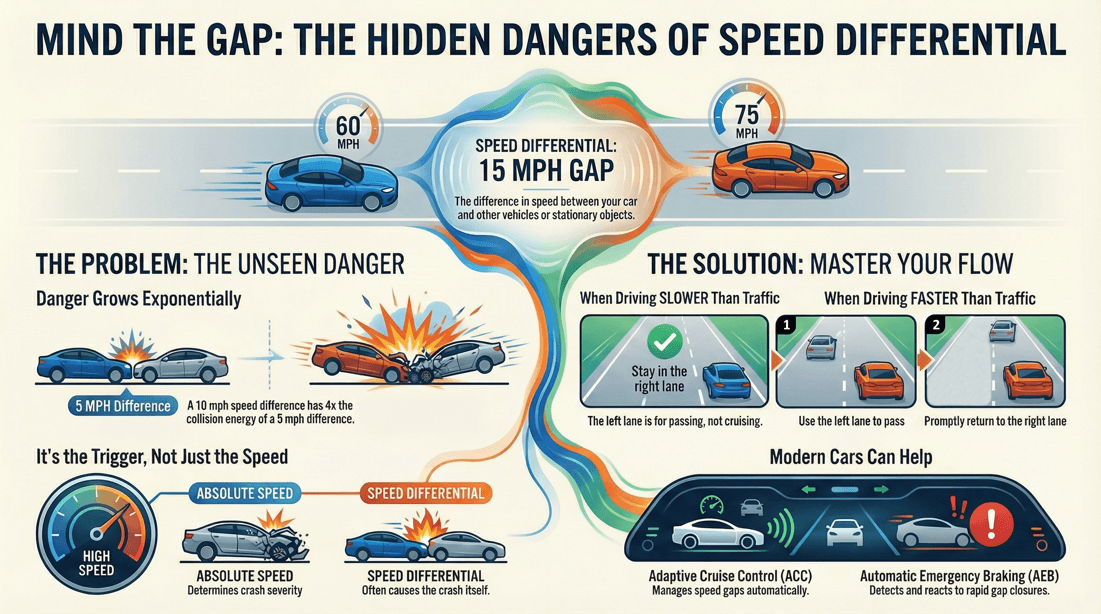 Understanding speed differential dangers and defensive driving techniques for safety