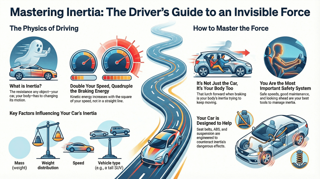 How inertia affects driving: braking, turning, vehicle safety and control
