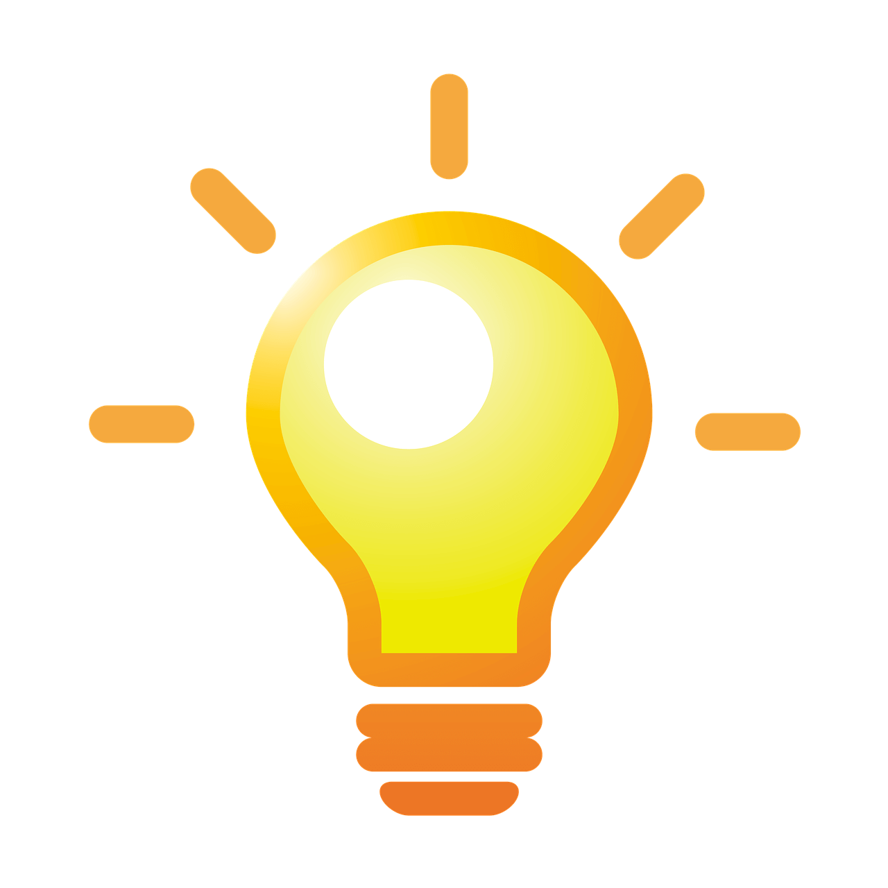 Bright light bulb icon representing helpful tips and smart ideas