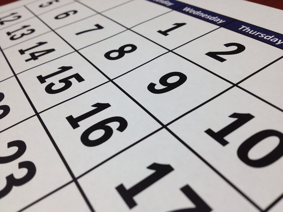 Calendar representing routine car maintenance scheduling and vehicle safety planning