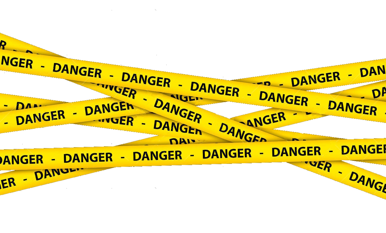Danger tape to represent the dangers that a student covers in the online defensive driving course