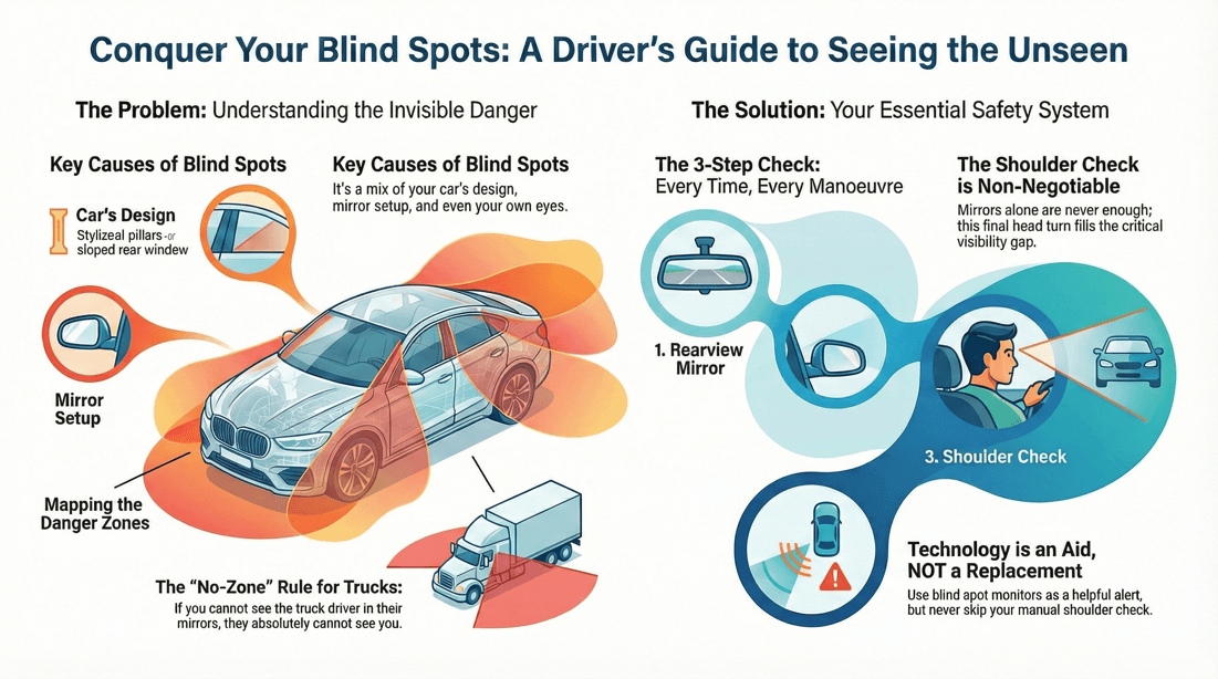 Mastering driving blind spots with mirror adjustment and the essential shoulder check