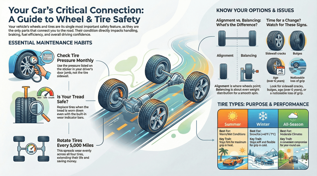 Tire pressure check wheel alignment balancing safety performance guide