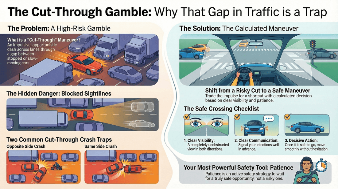 Cut-through traffic dangers and how to avoid high-risk road accidents