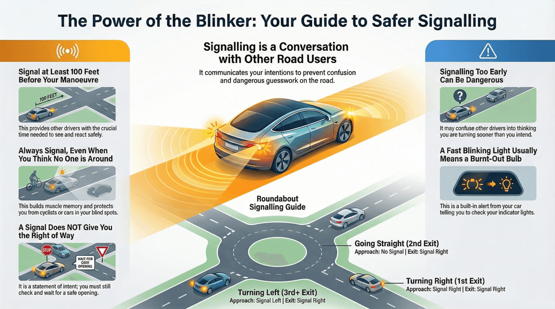 Master turn signal use: correct timing, safety rules, and common mistakes