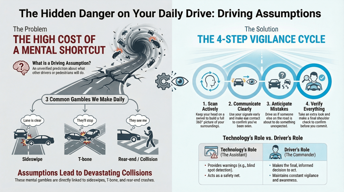 Never assume anything the golden rule of defensive driving to avoid accidents