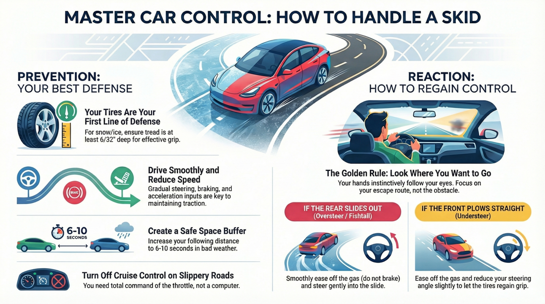 Master car control: prevent sliding, correct oversteer, understeer, and regain grip