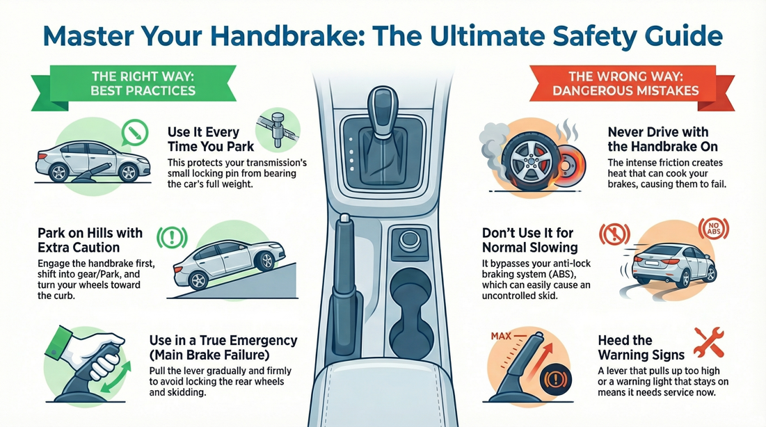 Handbrake explained use safety mechanics troubleshooting and automatic car tips