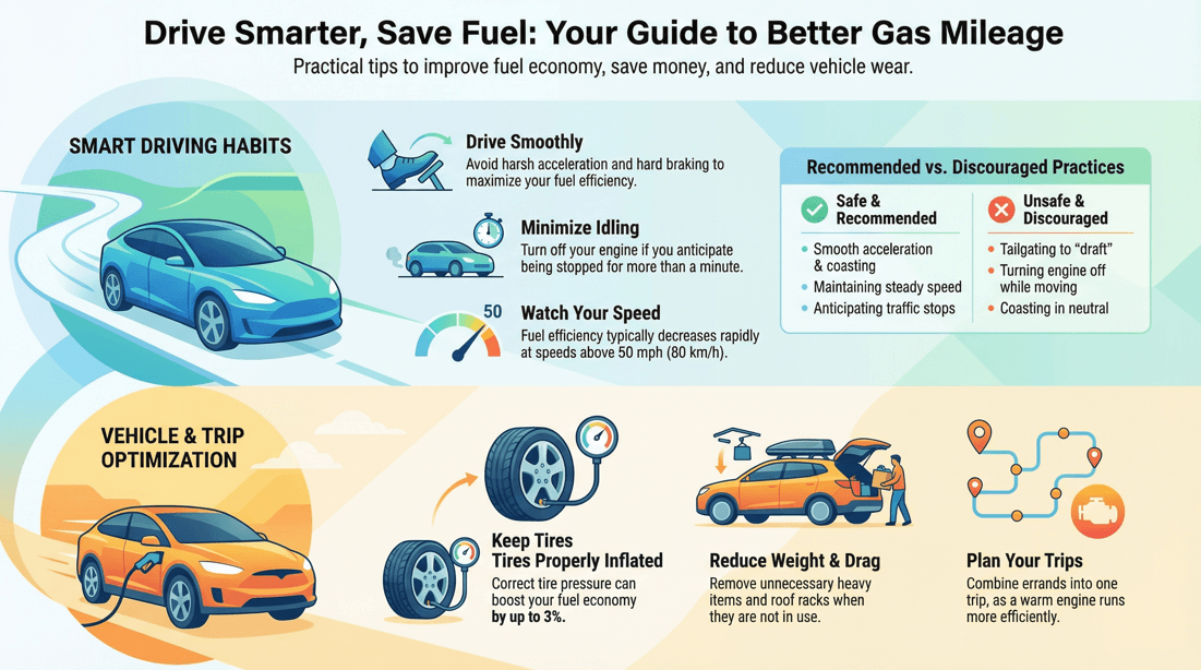 Maximize fuel efficiency: smart driving habits, maintenance, and avoiding unnecessary drag