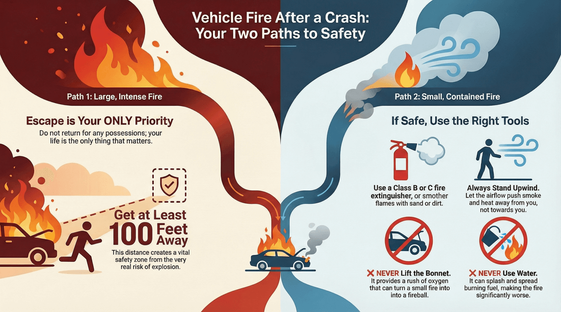 Vehicle fire survival guide essential safety steps after a collision