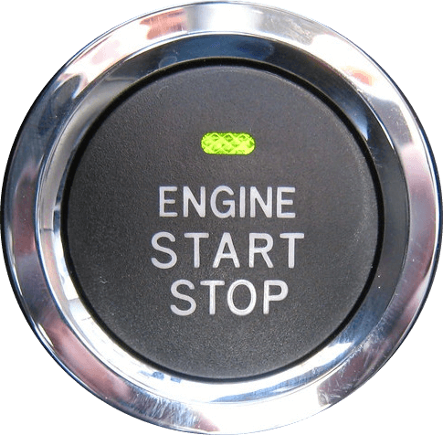 Engine start stop button highlighting safe vehicle startup routine and driver readiness