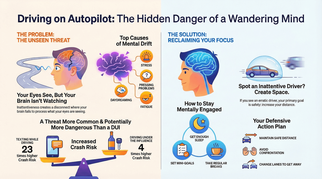 Inattentive driving dangers and strategies to stay focused and safe on the road