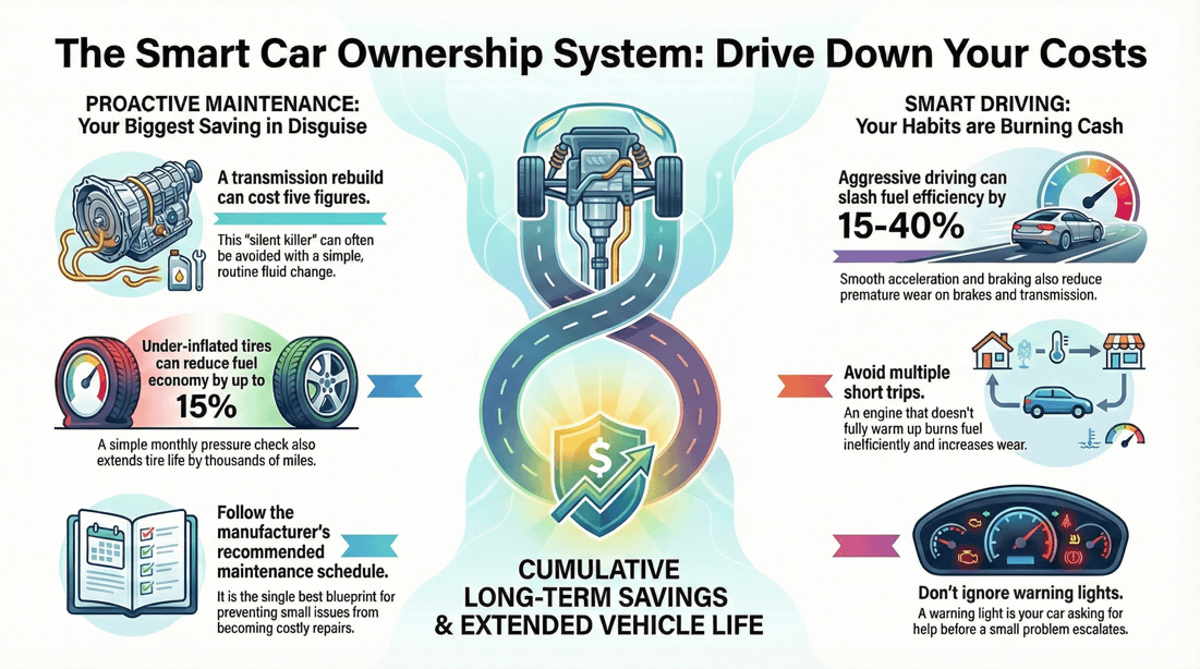 Smart car ownership system for cutting vehicle expenses and extending car lifespan