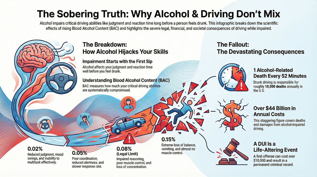 Alcohol impaired driving risks facts statistics and DUI consequences