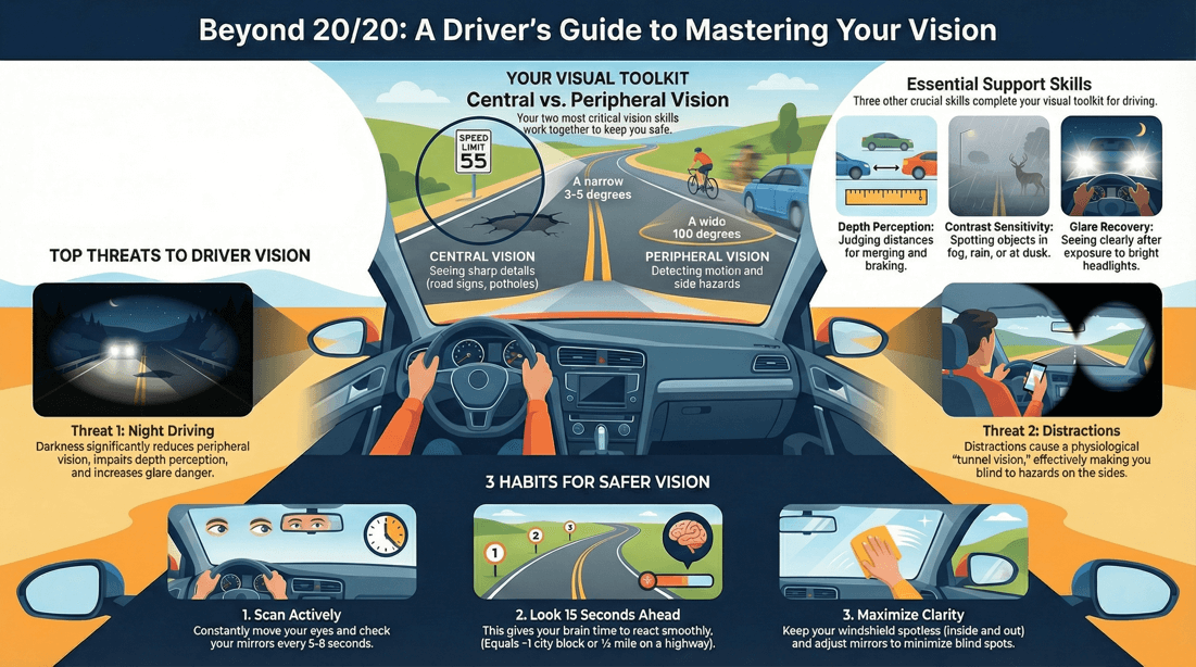 Improve peripheral vision awareness for better range of vision and driving safety
