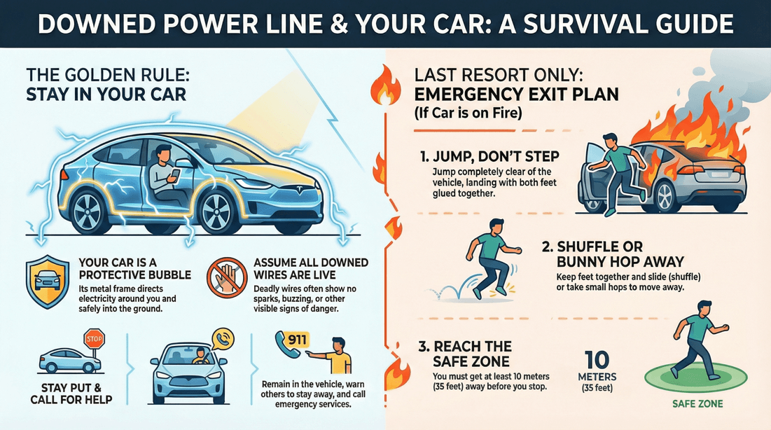 Life-saving guide: What to do if electric cables fall on your vehicle